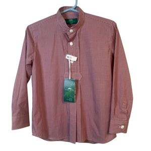 Gloriette Vienna Girls Red Plaid Long Sleeve Popover Blouse US Size 5-6 NWT